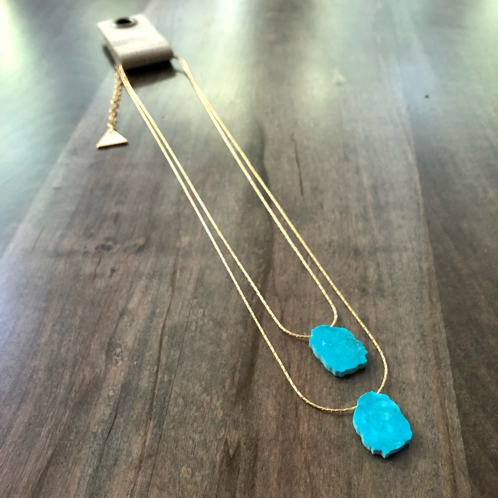 Gold and Turquoise Layered Anthropologie Necklace